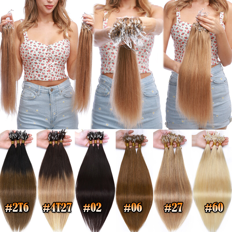 150g Real Thick Micro Ring Human Hair Extensions Loop Microlink Beads Tip 0.5/1g