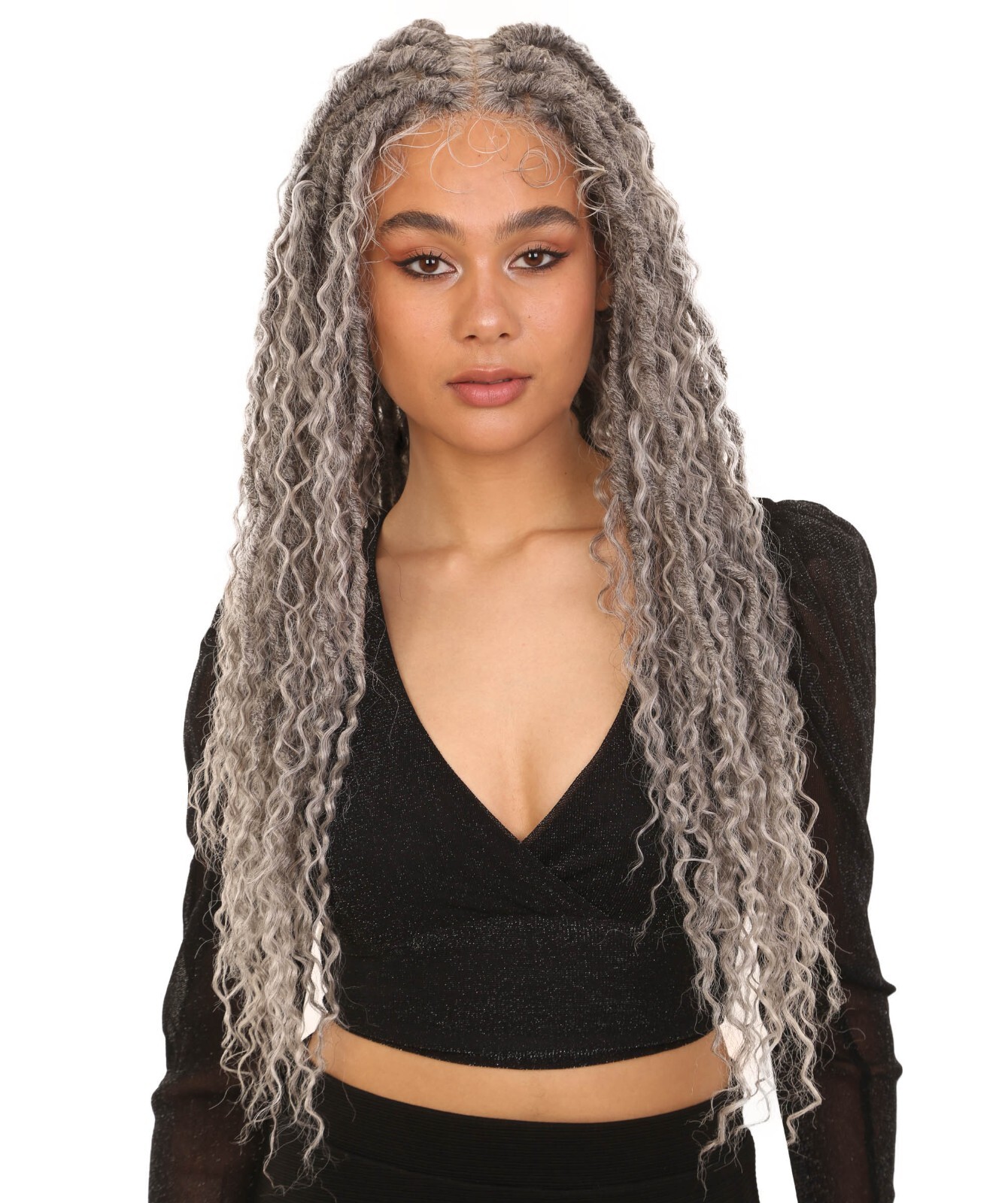 LUXLUXE Flora 30-inch Full Hand-tied Boho Locs Style Lace Braid Wig BLB-0160