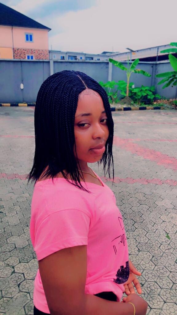 Braided wig/box braids . Color Black Light Weight Wig.
