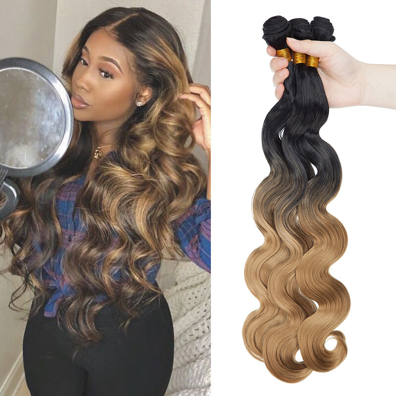 22″Sew in Full Head Black Body Wave Closure Weft Crochet Weaving Hair Extensions
