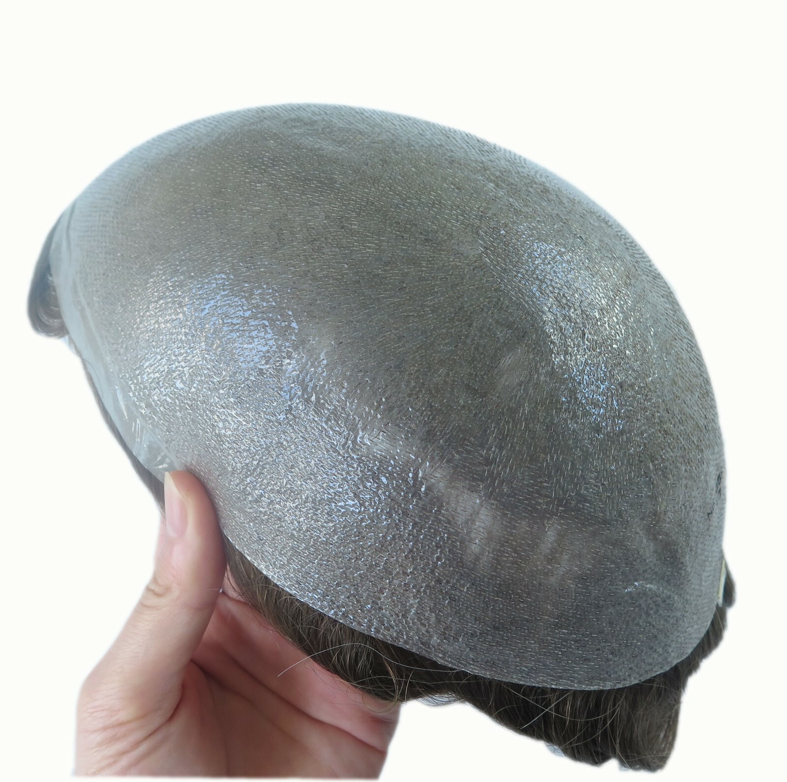 Natural Mens Toupee Human Hair Replacement System Super Thin Skin Hairpieces #20