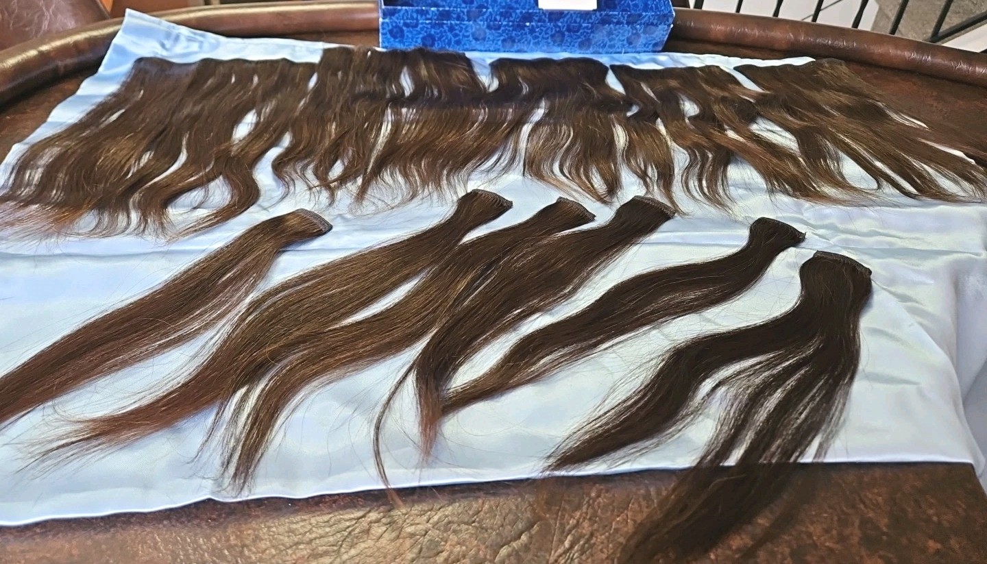 Remy Human Hair Filler Extensions Hair clips, full Set Of 12 Drk Brunette