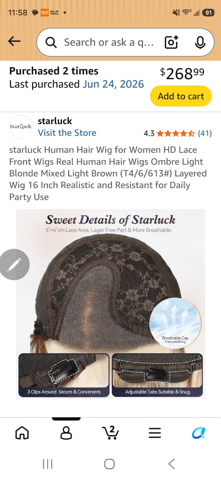 Brand new never tried onstarluck human hair blend light blonde light brown ombre