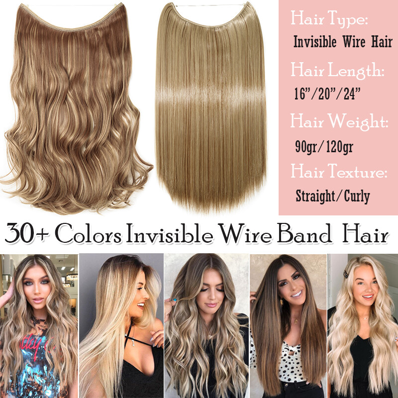 Balayage Brown Wire In Hair Extensions Elastic Band Secret Miracle Ring AS Human