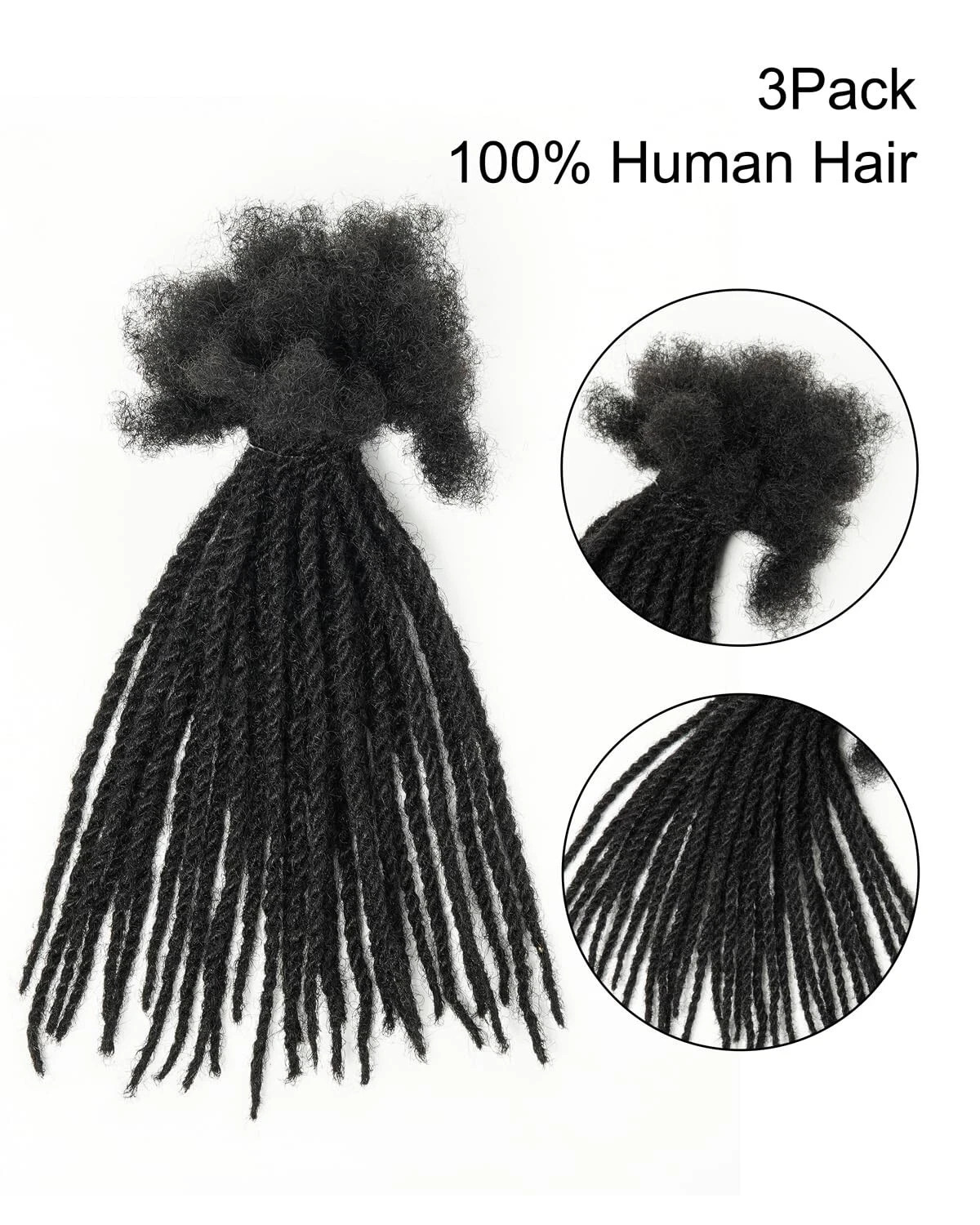 JALIZA Twisted Dreadlocs Human Hair 10 inch 0.4cm 90 Strands Loc Extension