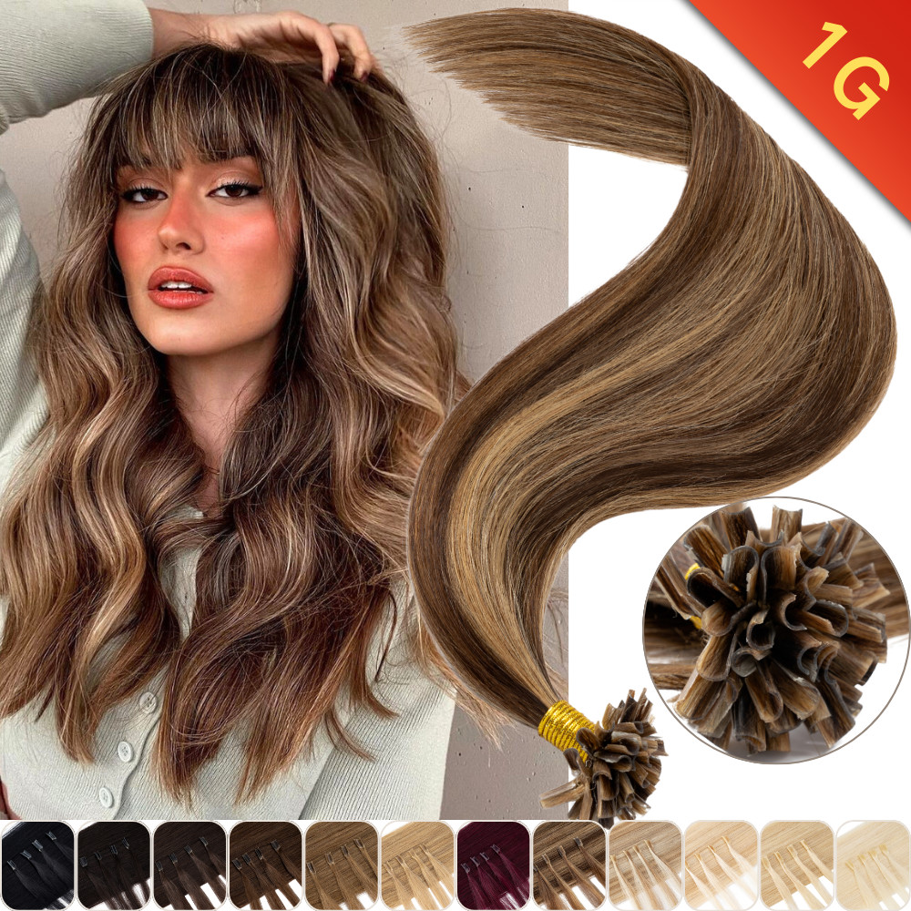 CLEARANCE Keratin Pre Bonded Nail U Tip Remy Human Hair Extensions Balayage 1G/S