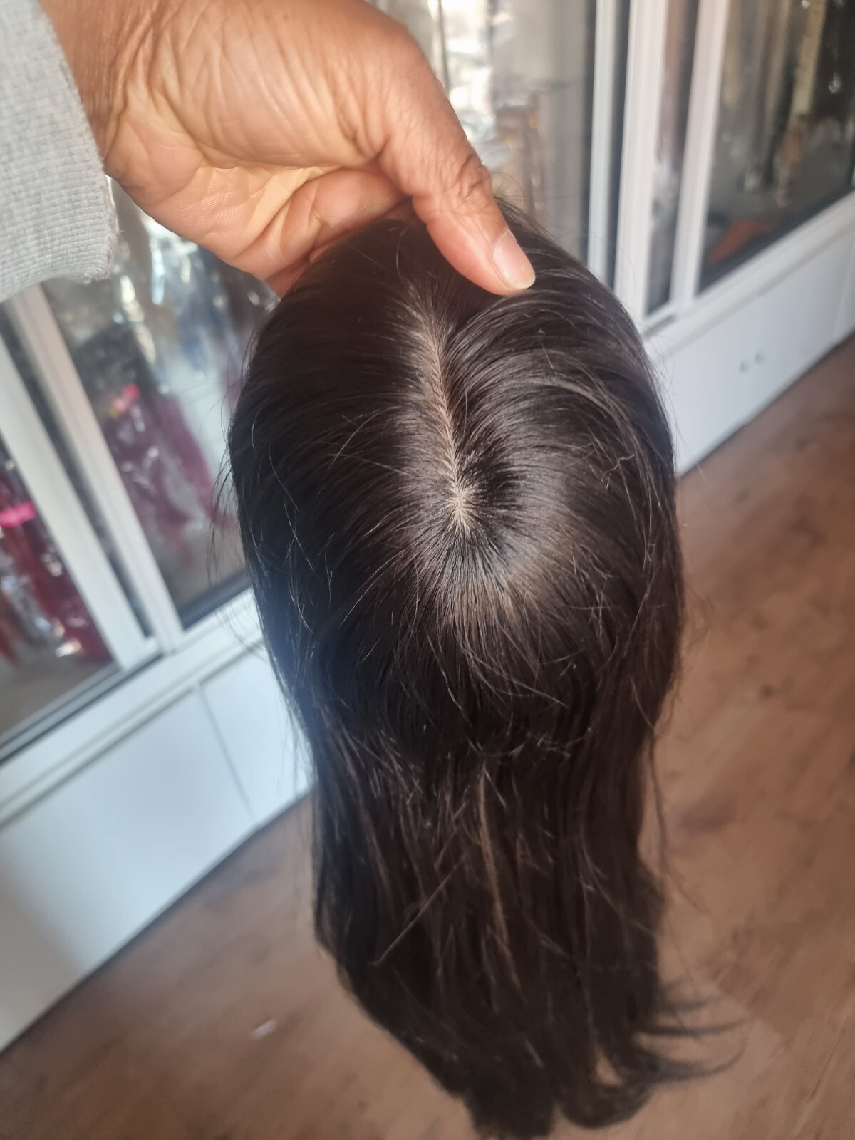 12A 24INCHES EUROPEAN HUMAN HAIR 6×6 SILK BASE TOPPER STRAIGHT COLOUR 1B# CLIPS