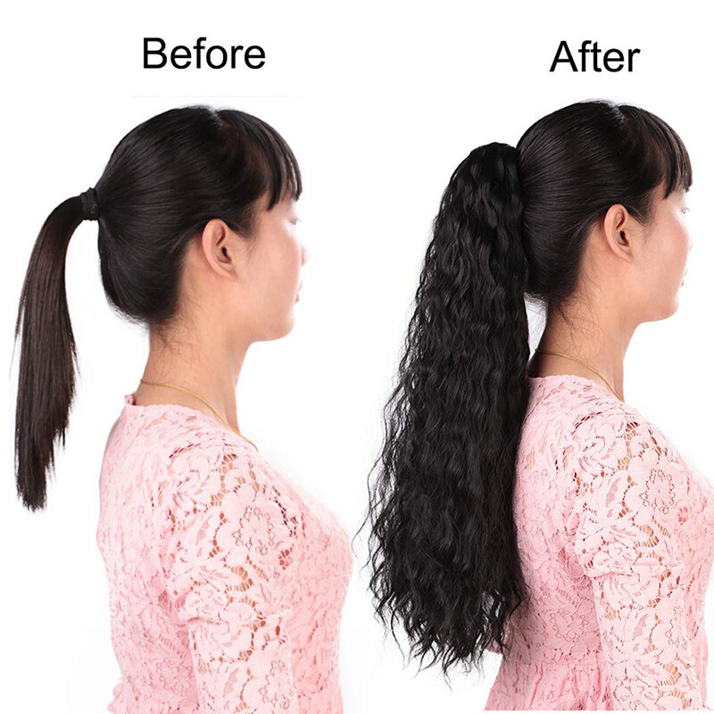 22″ Drawstring Natural Yaki Ponytail Kinky Real THICK As Human Hair Extensions