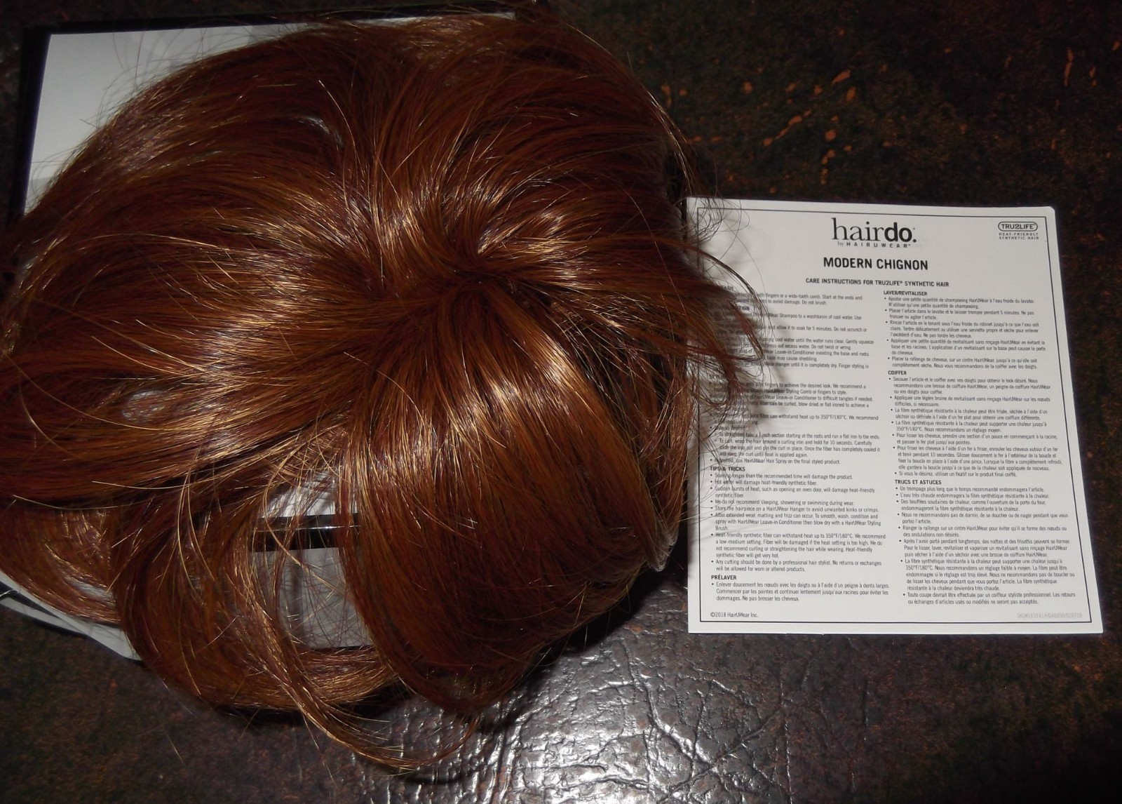 HAIR U WEAR HAIR DO CLIP ON CHIGNON BUN, RED COPPER TONES, PONYTAIL CLIP,UPSTYLE