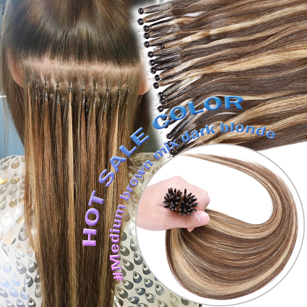 150G THICK Nano Ring Tip Real Human Hair Extensions Loop Nano Bead Bonds Tips 8A