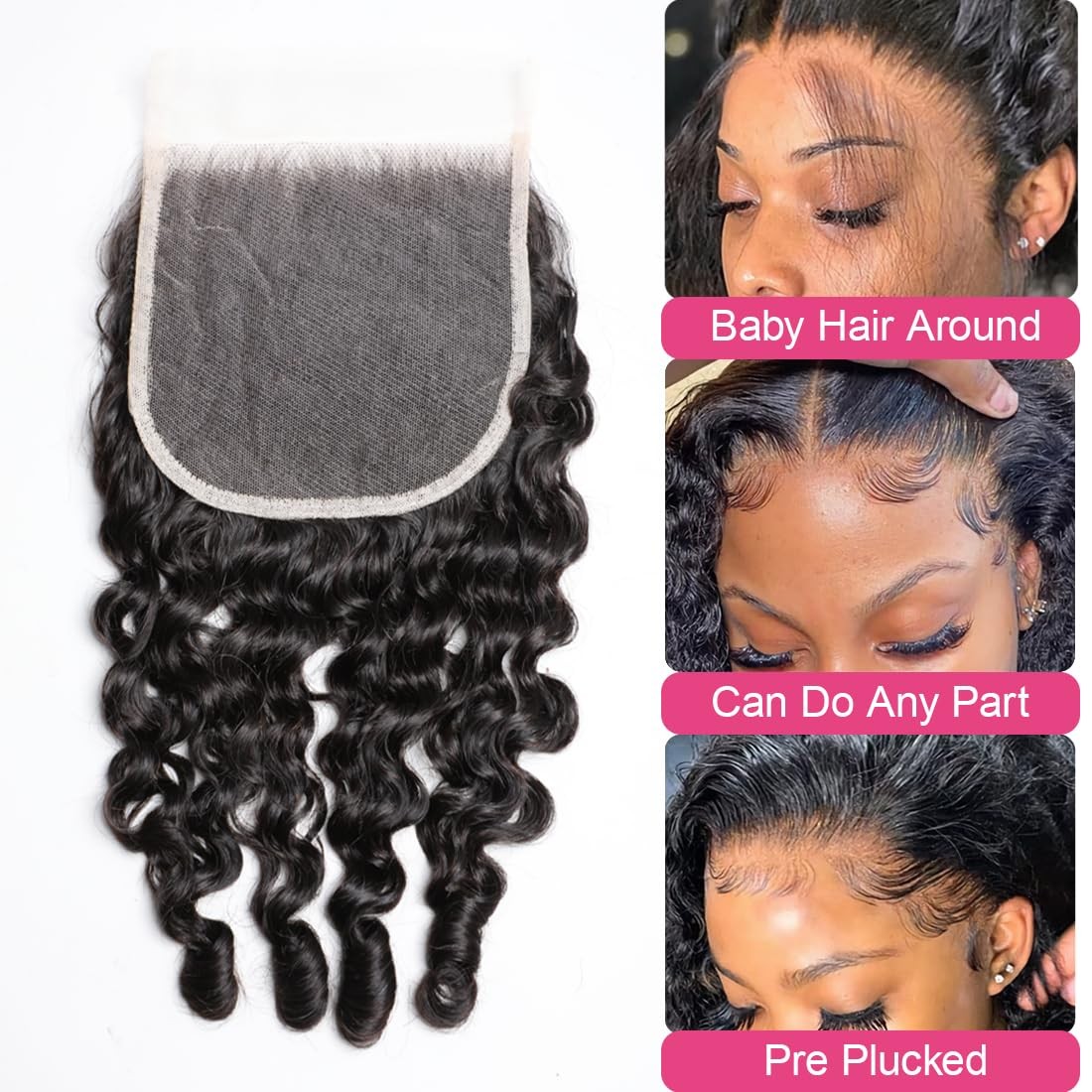 Megeen 5X5 Hd Lace Closure Burmese Curly 22 Inch Ultra-Thin Transparent 15A