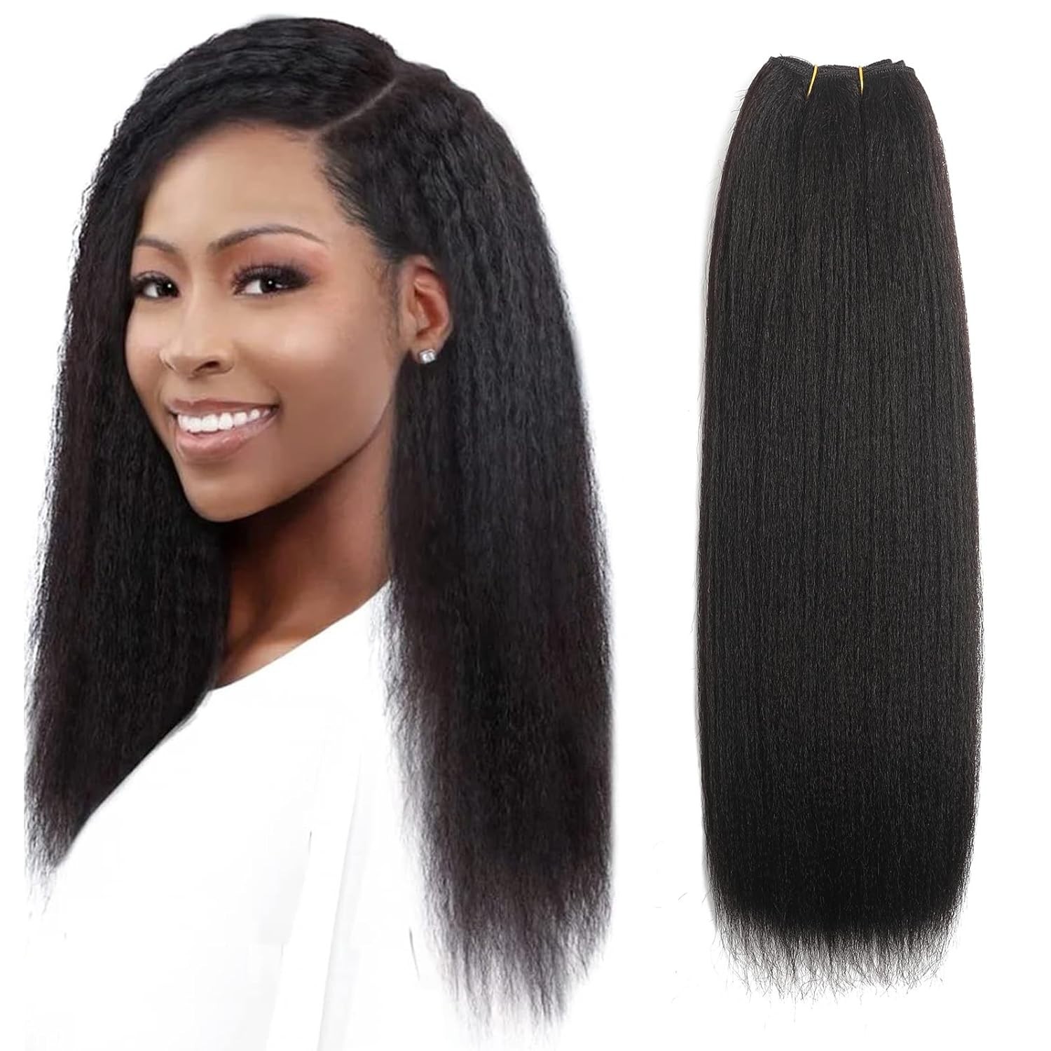 Kinky Straight Bundle Synthetic Hair Extensions 12 inch 1 Bundle Yaki Kinky Stra