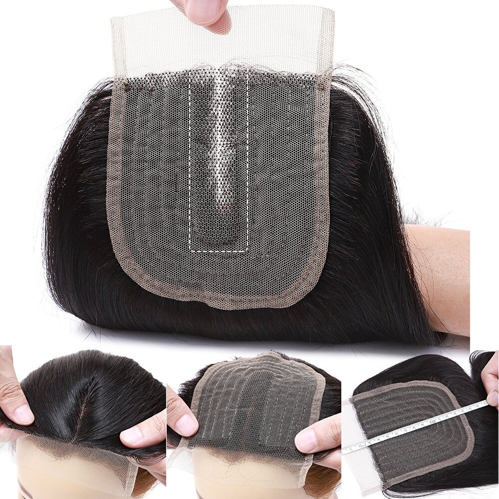 Pre Plucked Front Lace Closure Virgin Human Hair Extensions Brazilian T PART #1B