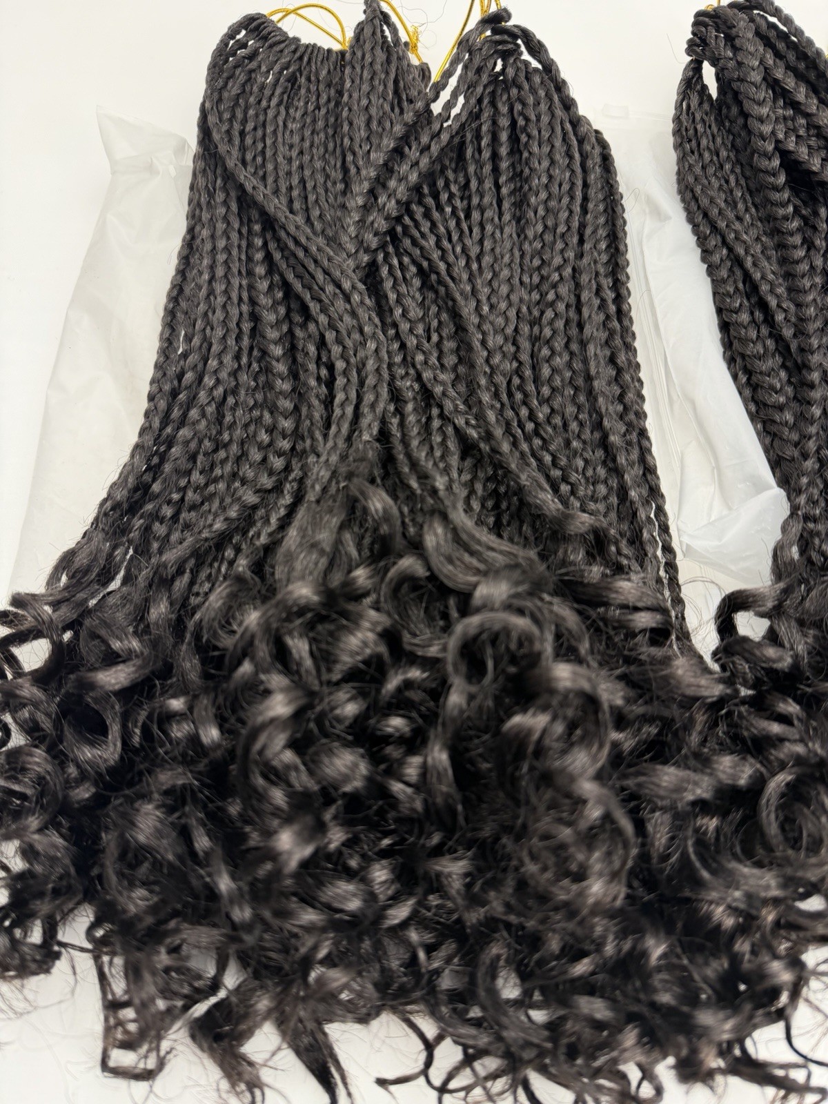 French Curl Crochet Box Braids Natural Black 14″ Hair extensions Pre-looped ends