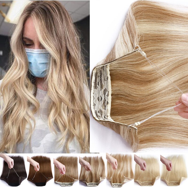 Wire In 100% Remy Human Hair Extensions Hidden Headband Thick Weft 16-24″
