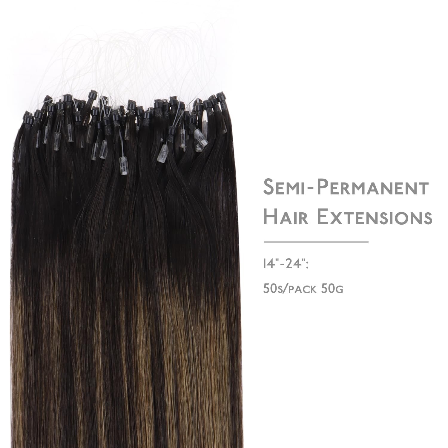 Wennalife Microlink Hair Extensions Human Hair 50G 50S 20 Inch Balayage Dark