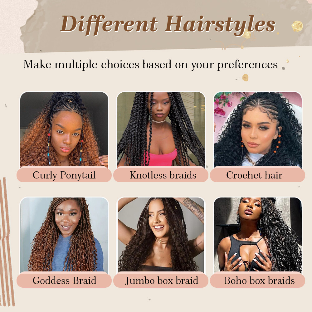 28″ Long Thick Water Wave Hair Extensions Crochet Braids Deep Curly Ocean Weave