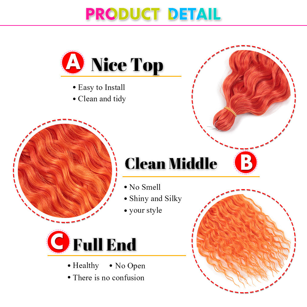 22″ Deep Wave Twist Crochet Braids Afro Curl Synthetic Braiding Hair Extensions