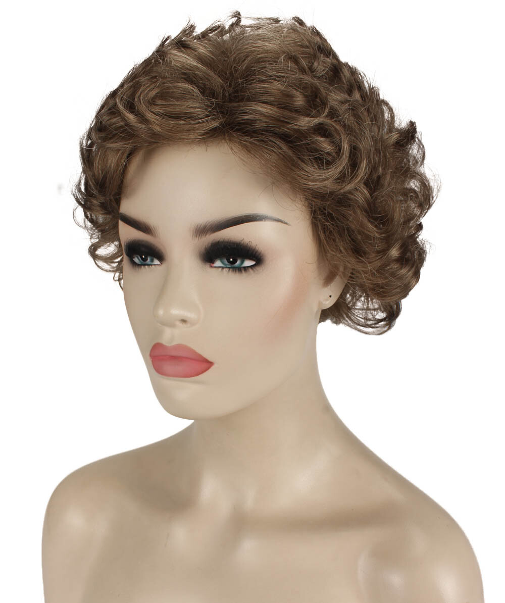 Monroe – Curly Kanekalon Synthetic Fiber Full Wig, 4 – 4.5 in, Ash Light Brown