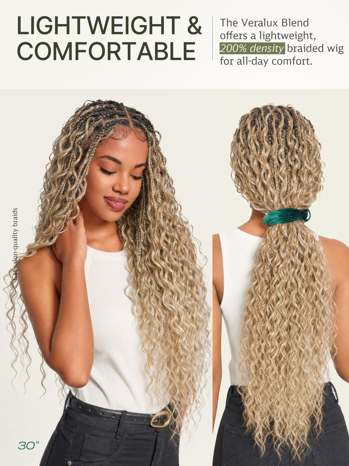 Frodio Braided Wig Veralux Fiber Full Lace Boho Curly Water Wave Synthetic