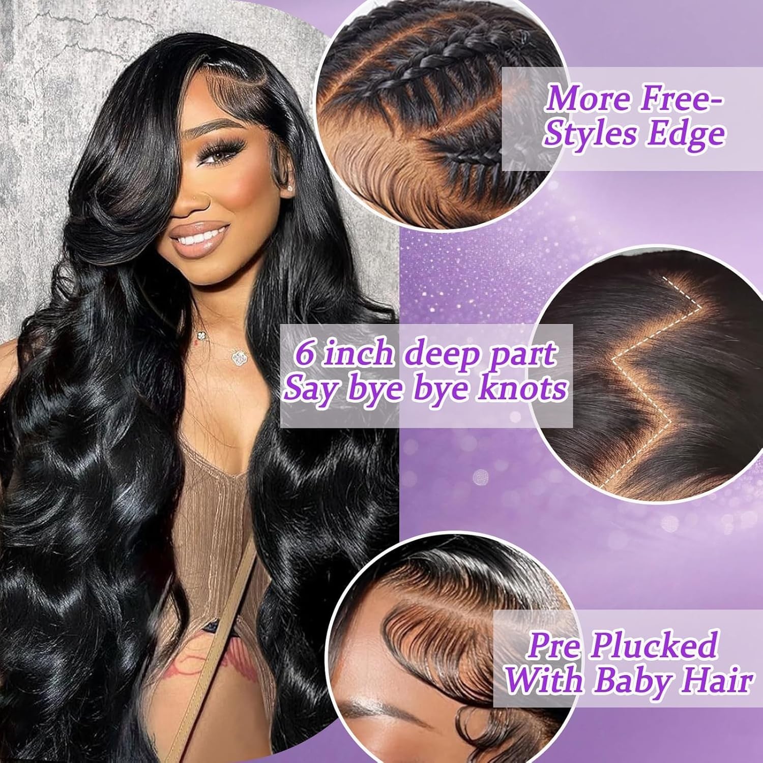 Pidrez 250 Density Body Wave Lace Front Wigs Human Hair Pre Plucked 13X6 Hd