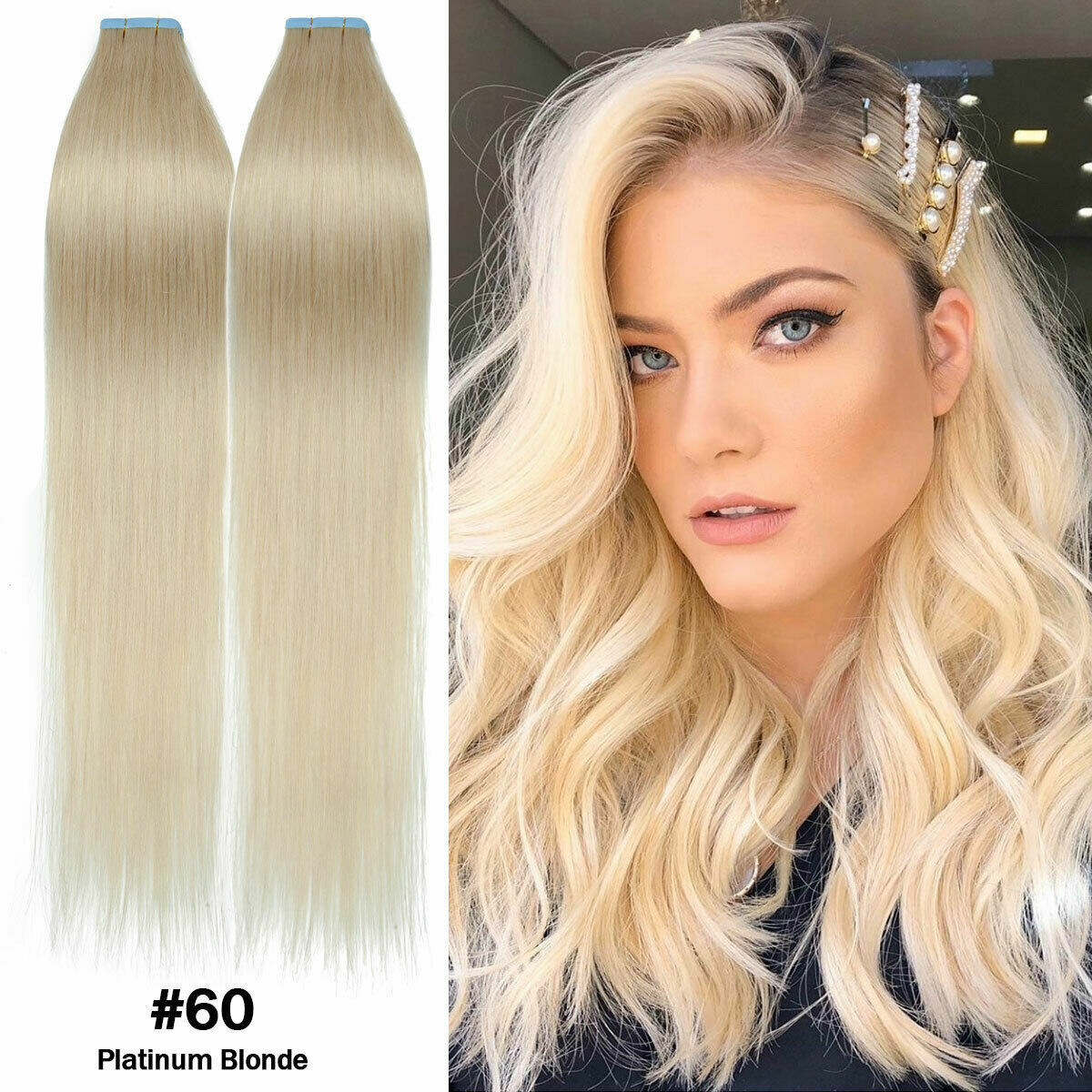 Seamless Tape In Human Hair Extensions Skin Weft Thick Hair Full Head20-40-60Pcs