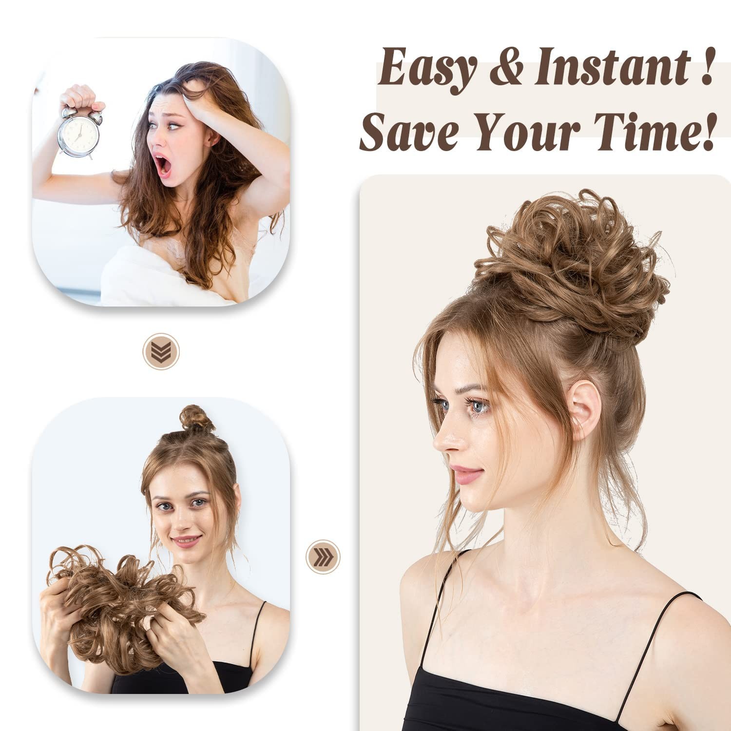 CJL HAIR Large Messy Bun Hair Piece Wavy 1 Count (Pack of 1), Salt and Pepper