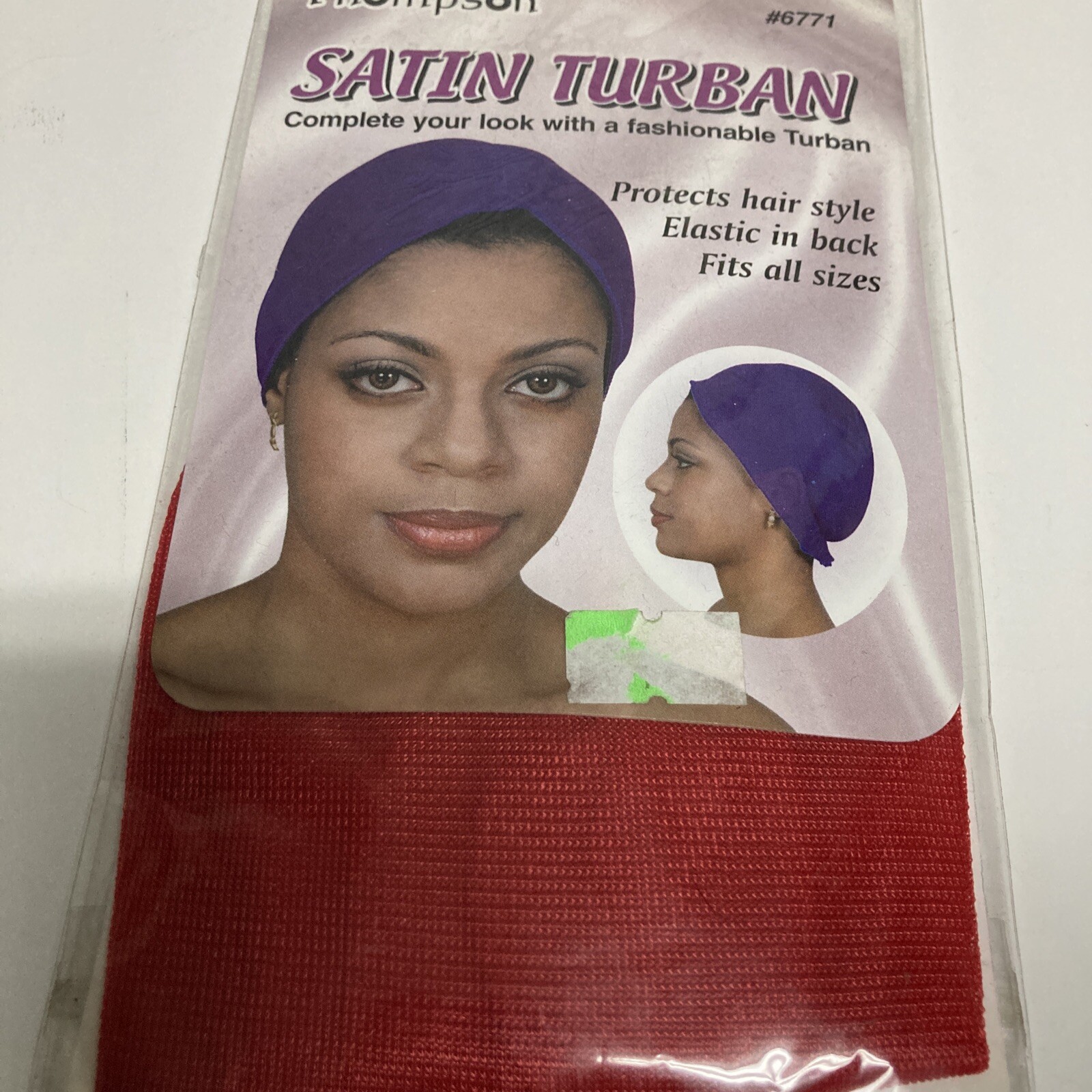 THOMPSON SATIN TURBAN FITS ALL SIZE # 6771 COLOUR: RED