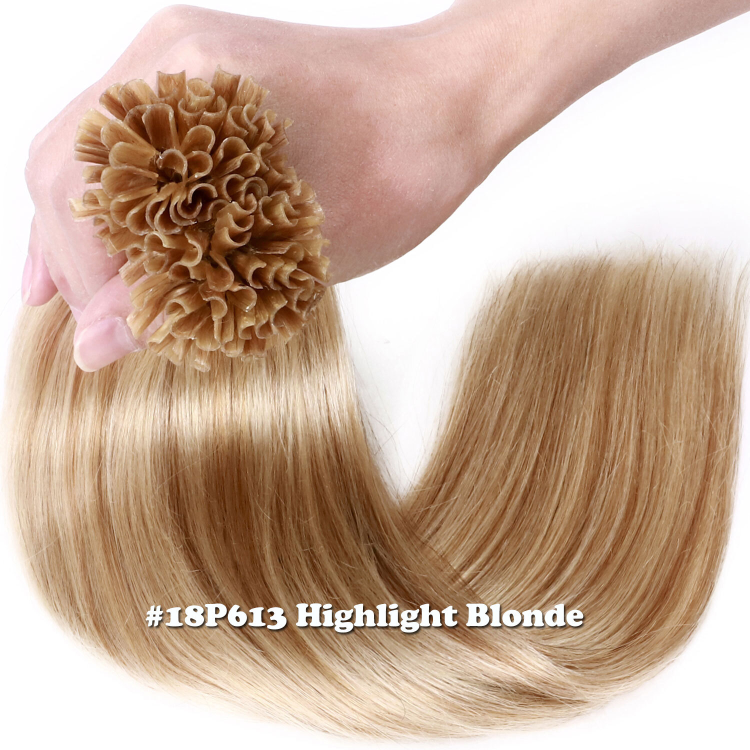 100% Indian Remy Hair Keratin Pre Bonded Nail U Tip Human Hair Extensions Blonde