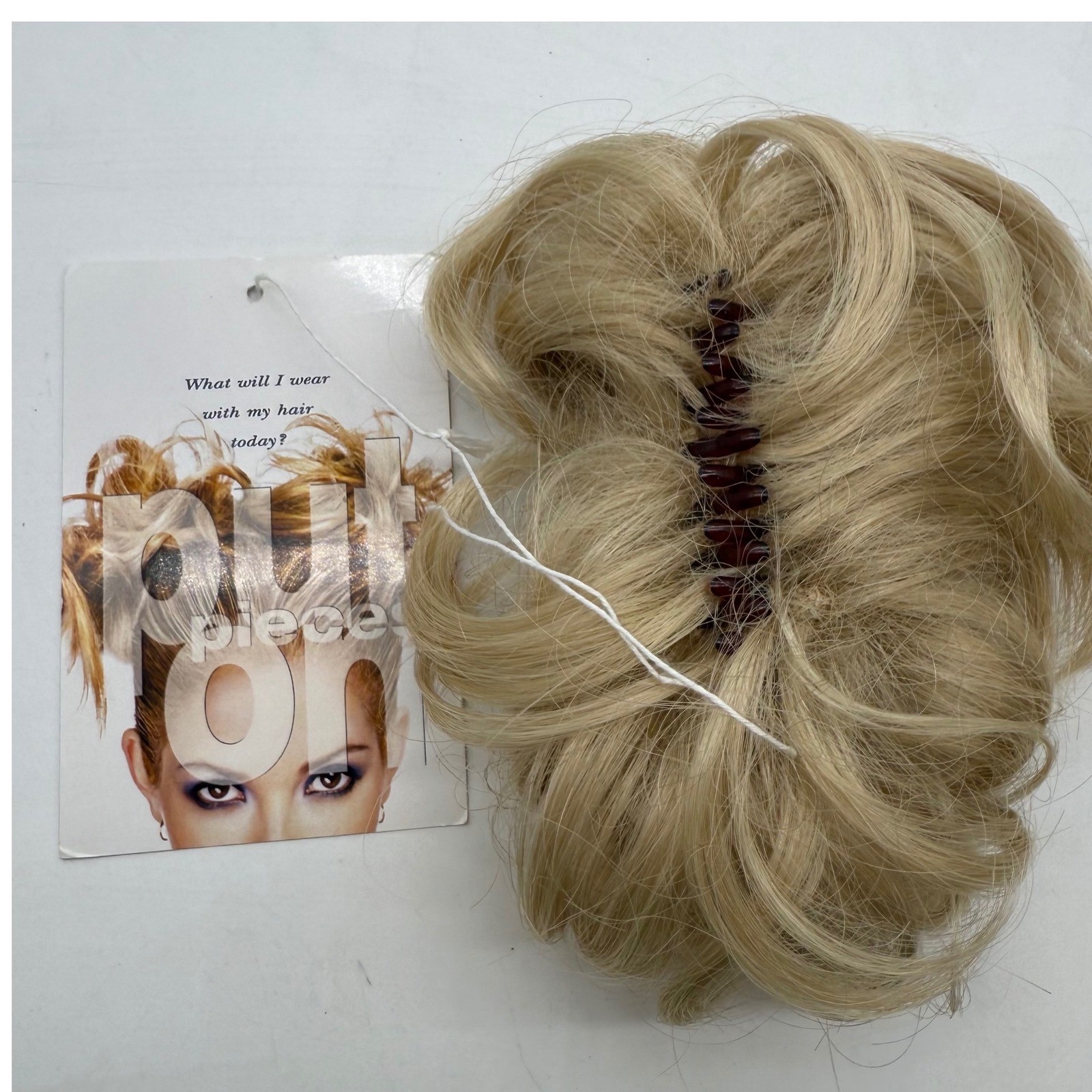 Celebrity Wear Hair Fusion Clip In Hair Piece Blonde Messy Bun Updo R22 8366
