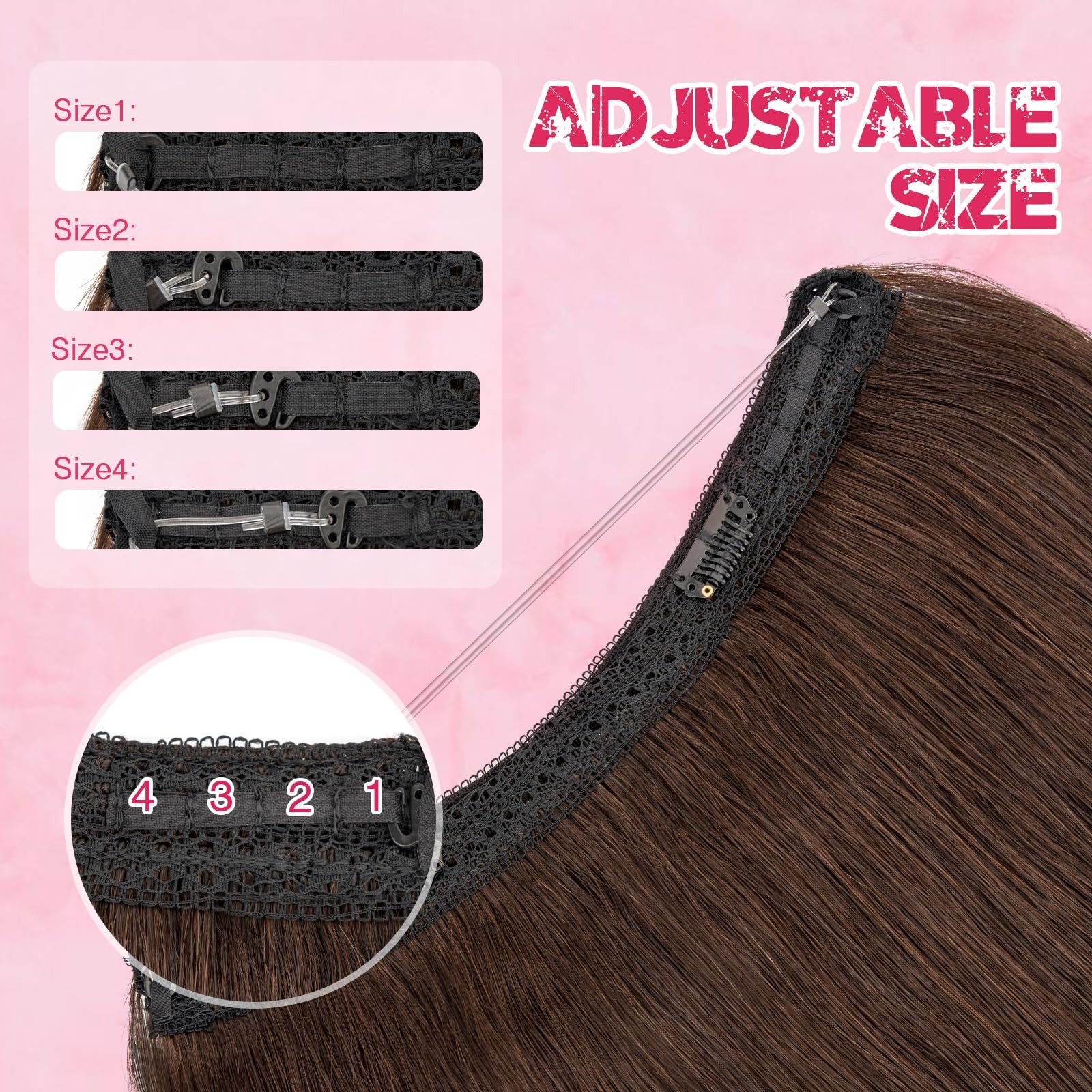 Halo Hair Extensions Real Human Hair My-Lady Adjustable Halo Extensions Real