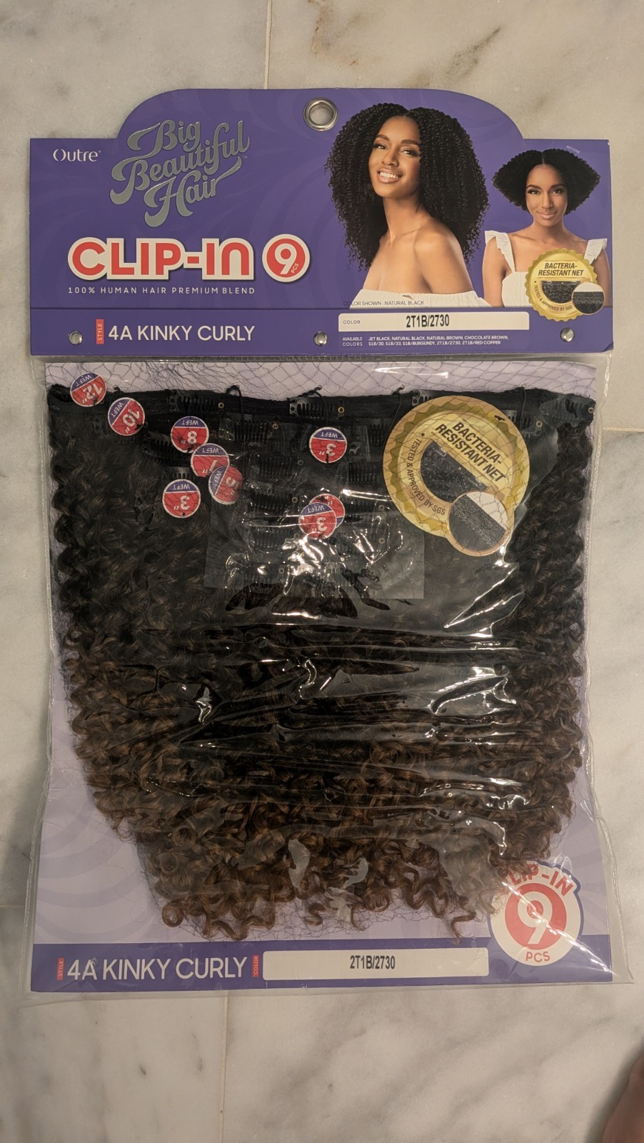 Outre Big Beautiful Hair Clip In – 4A KINKY CURLY, 2T1B/4730