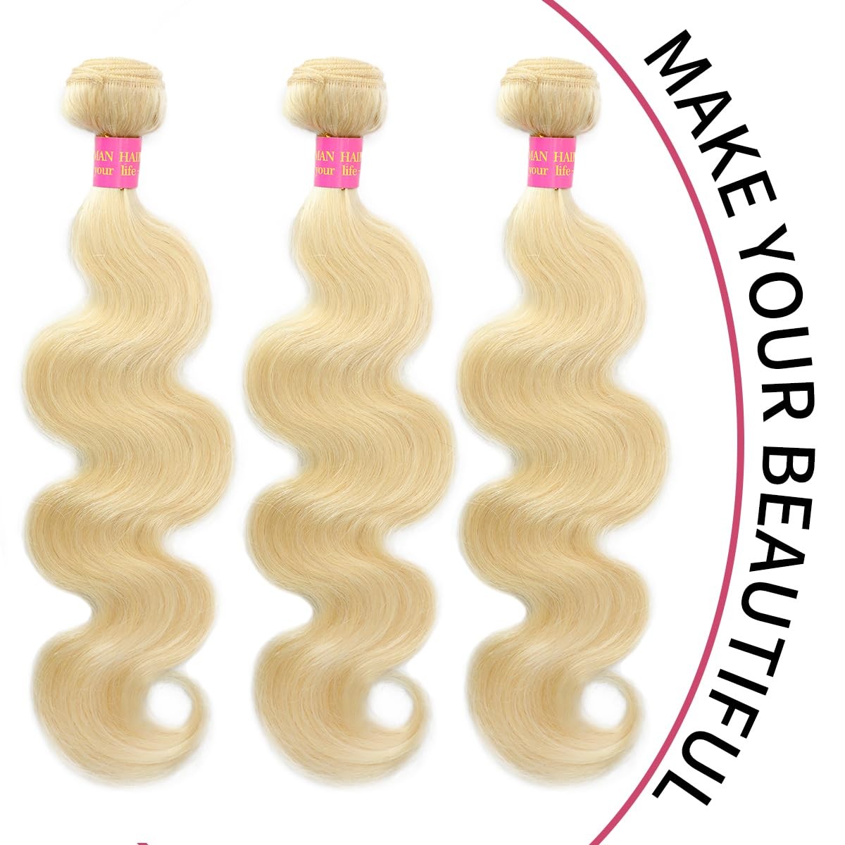 Uyclejx 613 Bundles Human Hair 18Inch Blonde Bundles Human Hair 100 Unprocessed