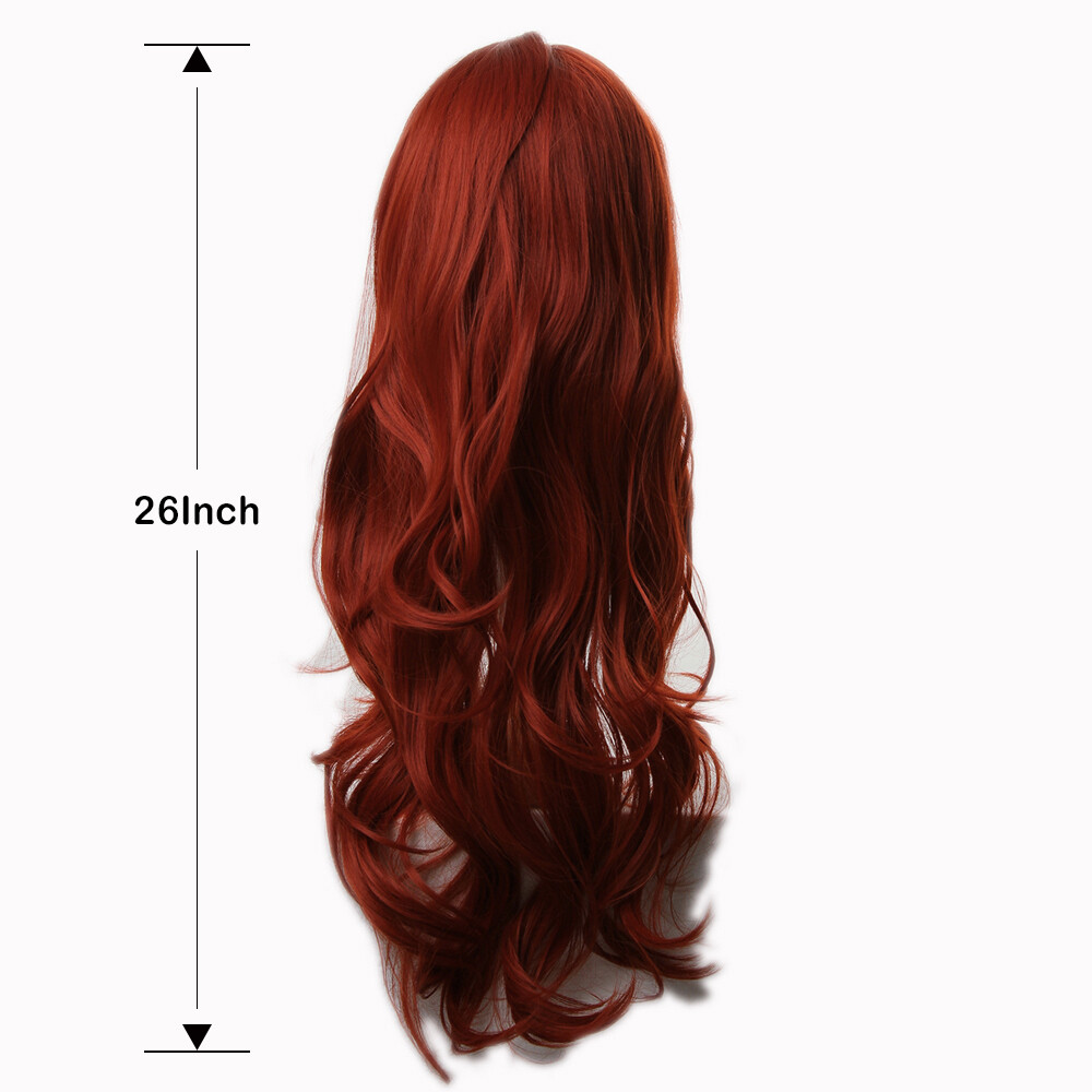 Long Wavy Curly Wigs Copper Red Full Wigs Synthetic Wigs Cosplay Party Halloween