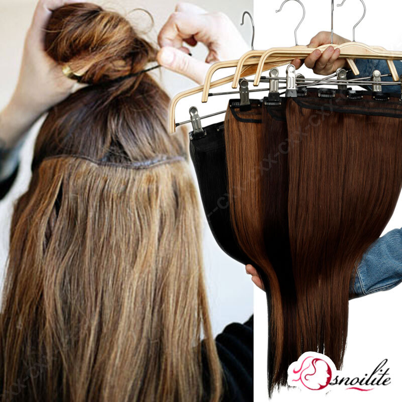 Convenient One Piece Weft Clip In 100% Real Remy Human Hair Extensions Full Head