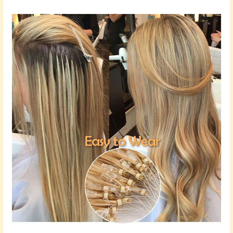Micro Loop Ring Beads 100% Remy Human Hair Extensions 200g for Thick Full Head