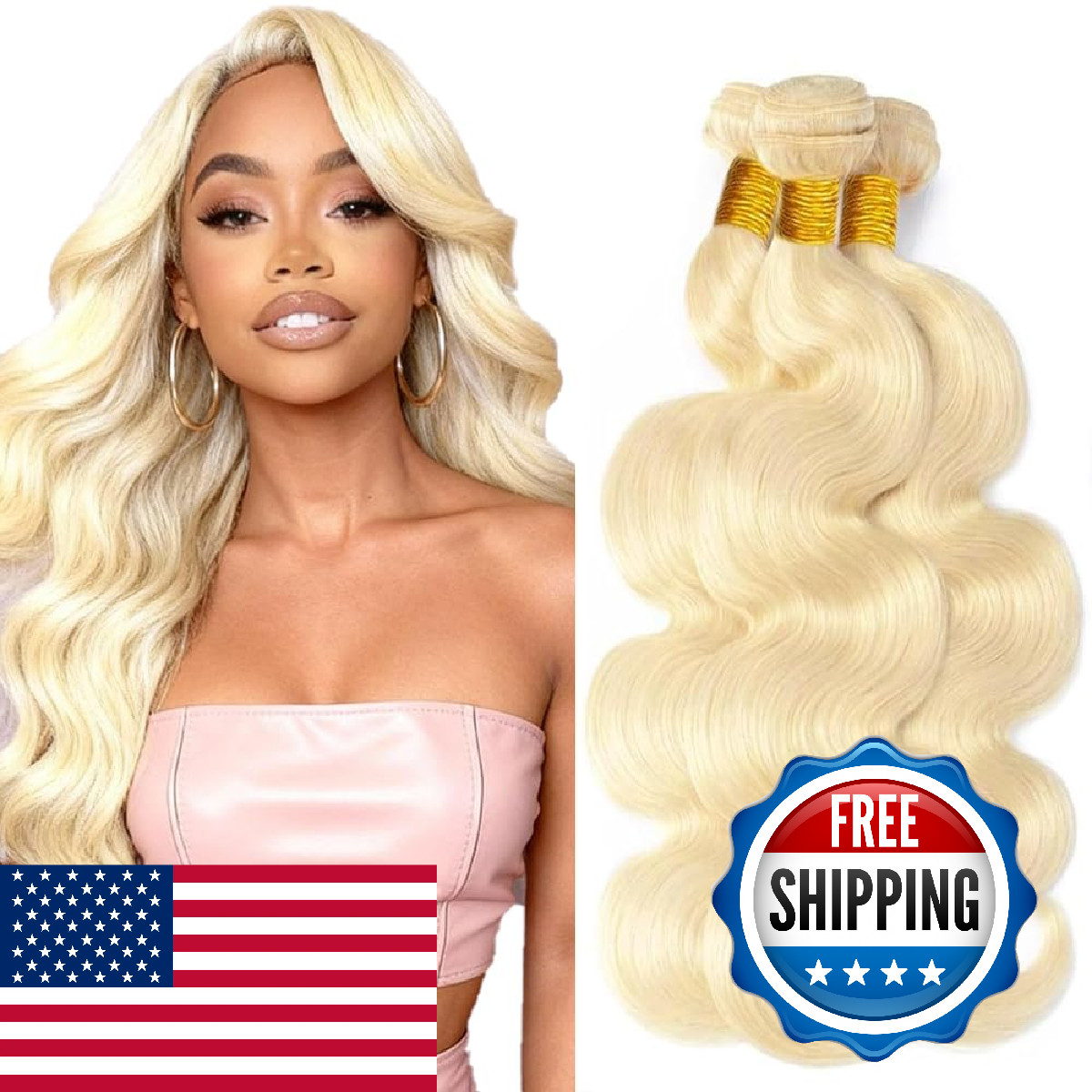 Freiuoke 30 32 34 Inch 613 Bundles Blonde Body Wave Bundles Human Hair