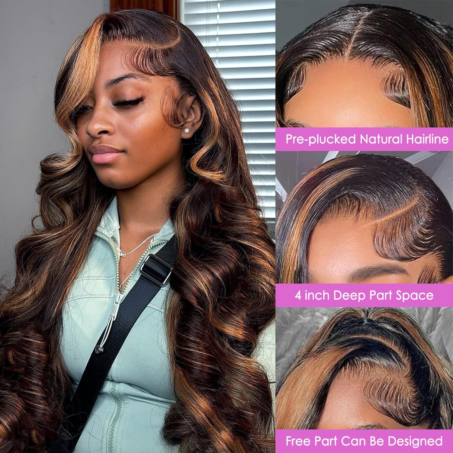 Transparent Lace Wigs 13×4 Ombre 1B/30 200% Density Body Wave Human Hair