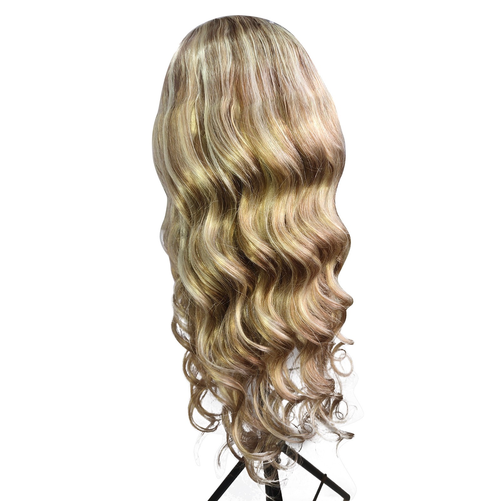 Long Beauty Wavy Machine Weft Cap 100% Remy Human Hair Glueless 3/4 Half Wigs