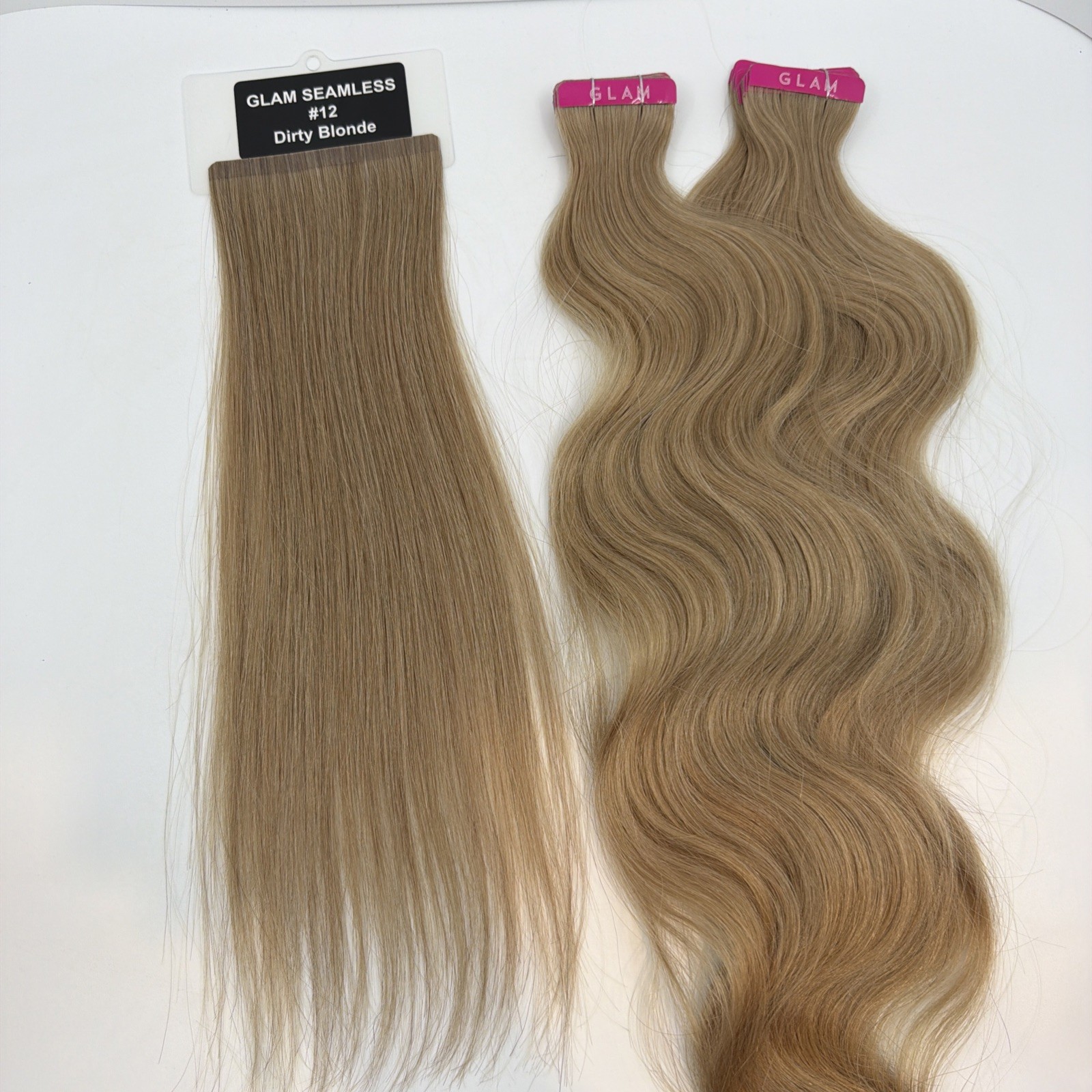 2x Glam Seamless 20” Body Wave Tape in Hair Extensions Dirty Blonde #12 NEW!