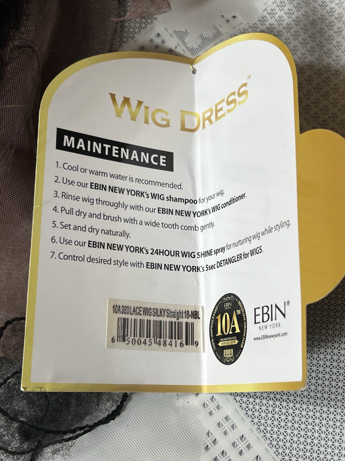 Ebin New York 18″ Brazilian Silky 360 Full Lace Wig 100% Virgin Human Black Natu