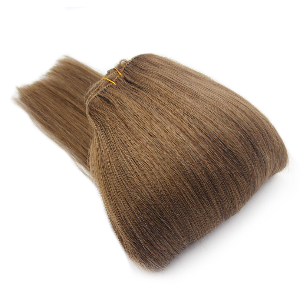Clip in Hair Extensions Real Human Hair Durable Clip-on Sewn Wefts Hair 8pieces
