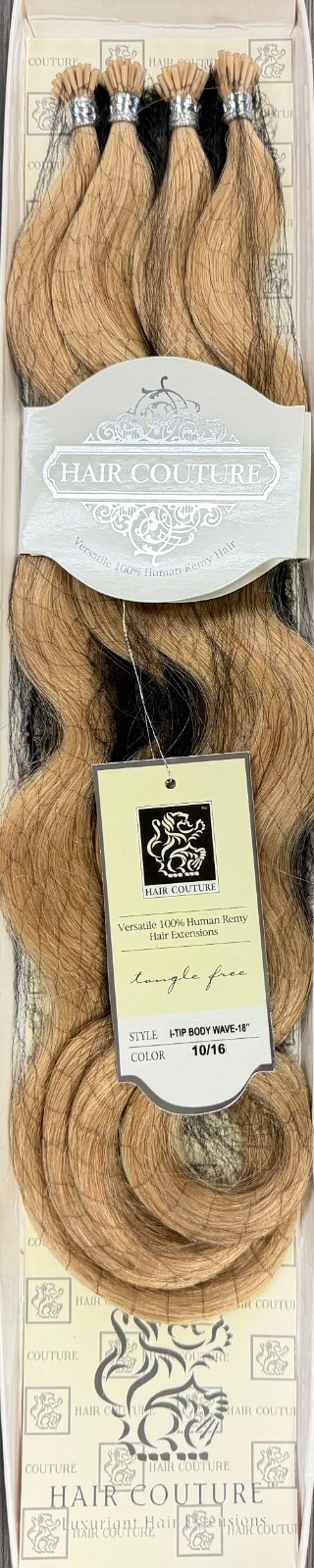 Hair Couture 100% Human Remy Hair 18″ I-Tip Extensions Body Wave 120pcs #10/16