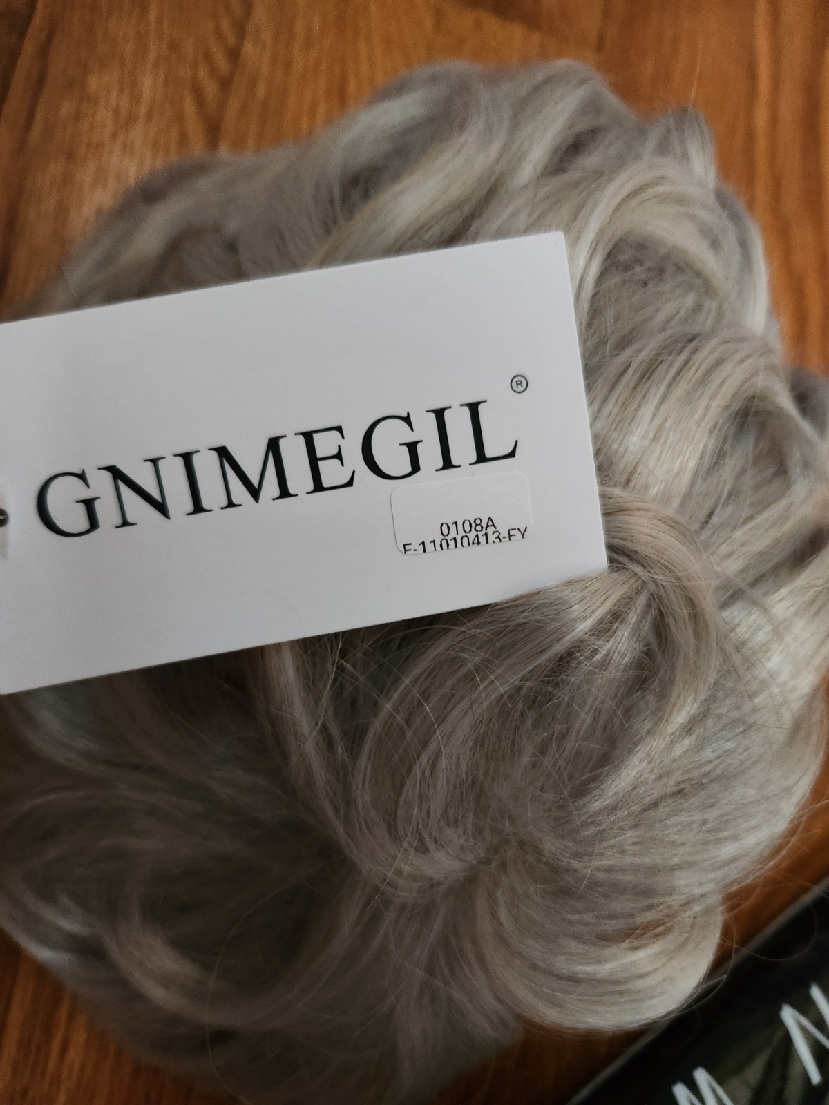 GNIMEGIL Short Gray Wig For Old Lady Silver Gray Curly Hair –