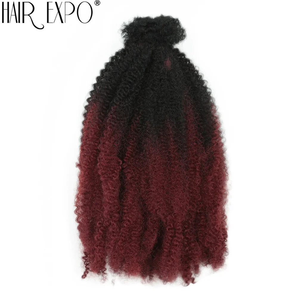 12Inch Ombre Afro Kinky Curly Bulk Synthetic Crochet Braiding Hair Extensions