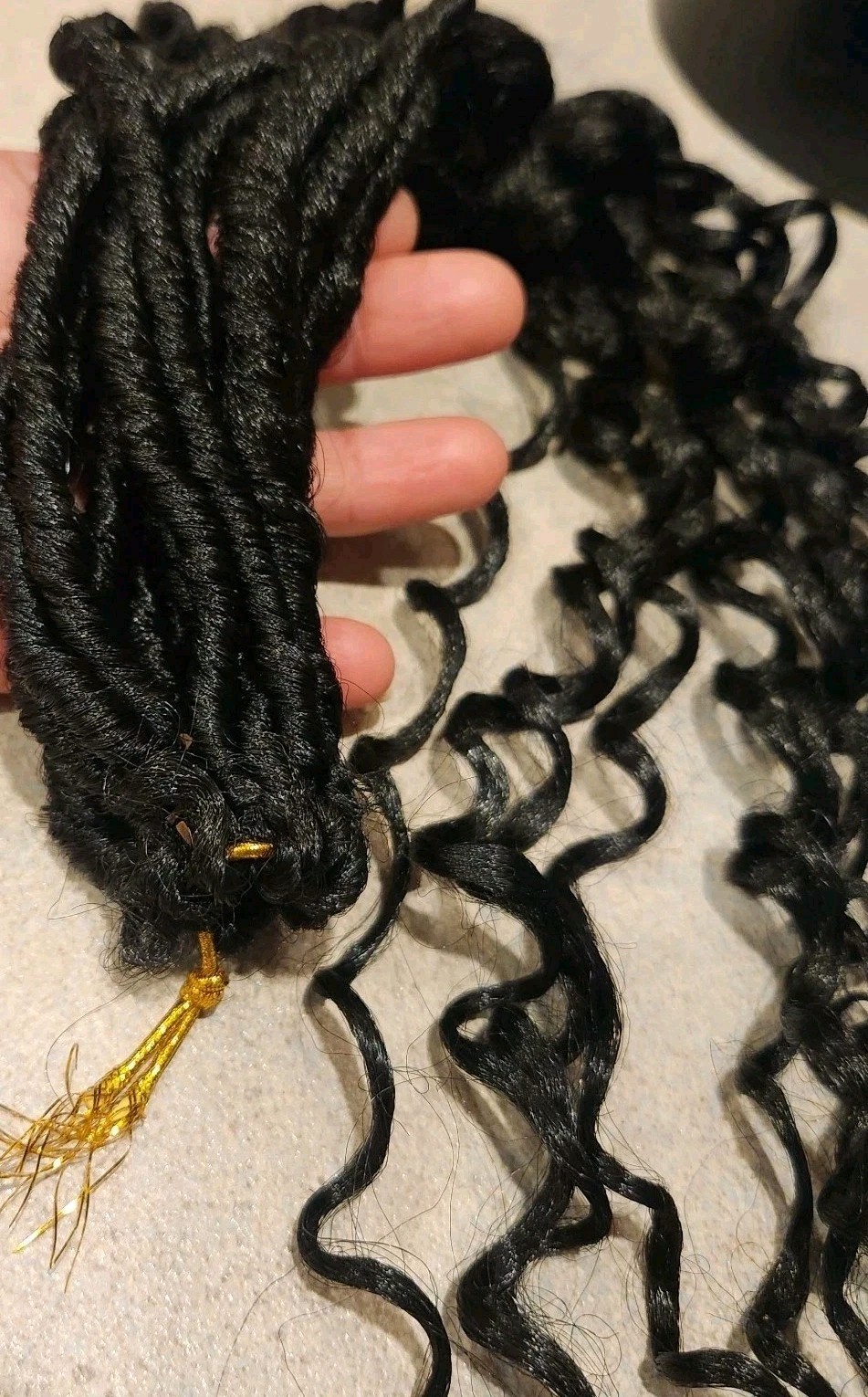 24″ Long Deep Wave Hair Extensions Goddess Locs Crochet Loop Faux Black Woman 1B