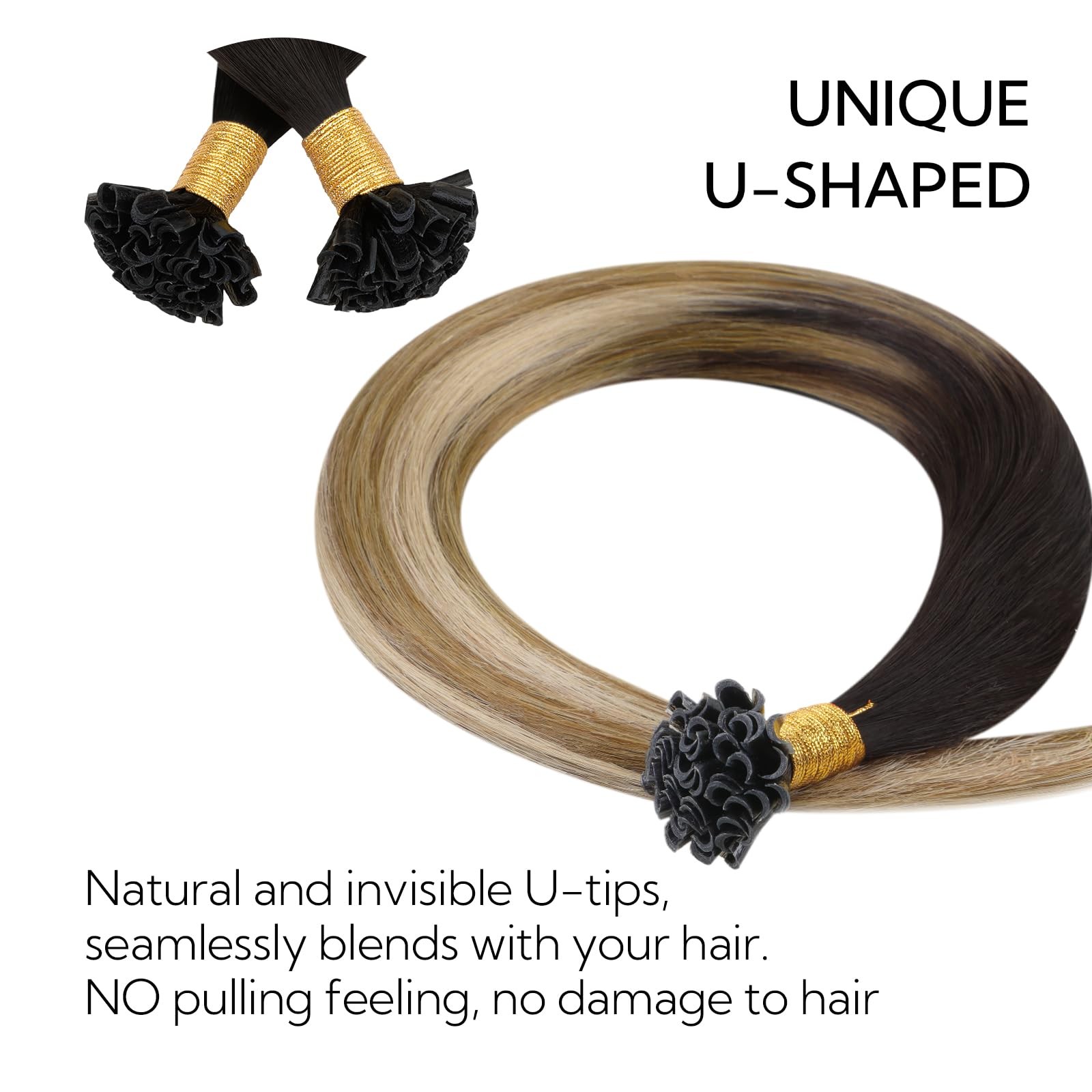 Hotbanana U Tip Hair Extensions 16 Inch 50G 50S Dark Brown To Light Brown And