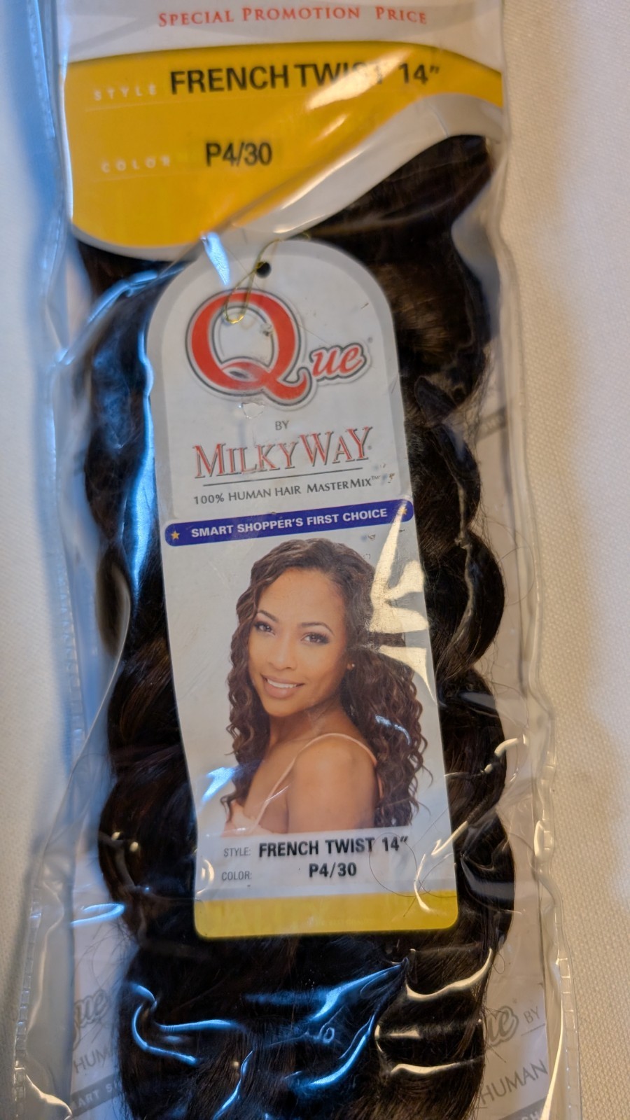 MILKY WAY QUE HUMAN HAIR FRENCH TWIST – 14” Shade P4/30