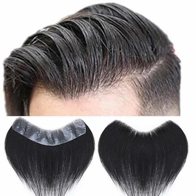 Mens Natural Hairline Real Human Hair Frontal Skin Thin PU Toupees Hairpiece USA