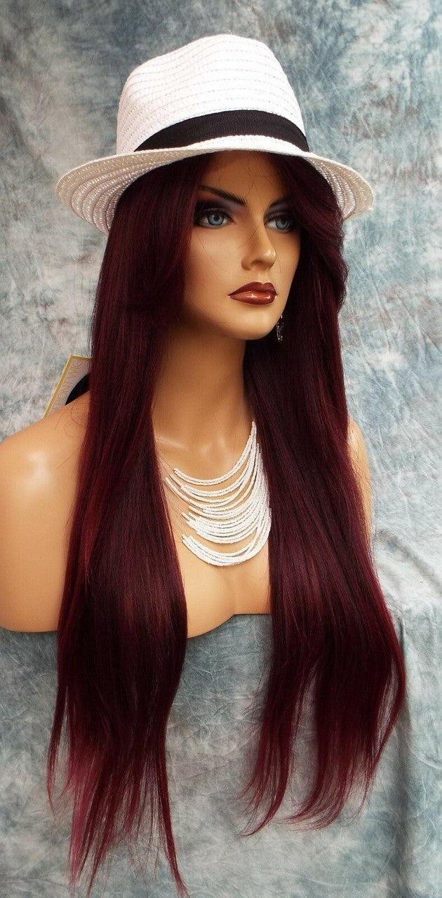 LACE FRONT C PART STRAIGHT WITH SIDE BANG WIG T1B.BURGANDY GORGEOUS SEXY 471